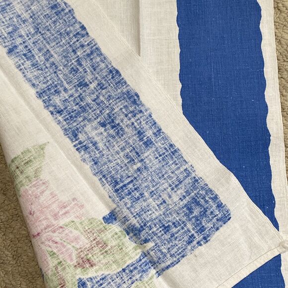 Vintage Printed Cotton Kitchen Tea Towel Pink Blue Floral Cottage Chic Farmhouse - Picture 5 of 6